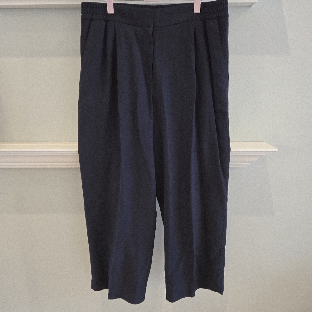 CALVIN KLEIN Ladies Pleated Dress Pants Trousers Navy Blue Size Large
